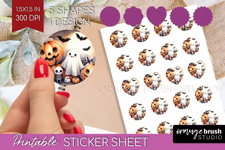 Ghost Round Sticker - Halloween Ghost Printable Sticker