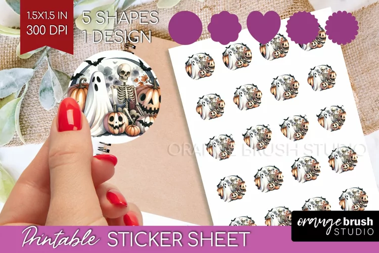Ghost Round Sticker - Halloween Ghost Printable Sticker
