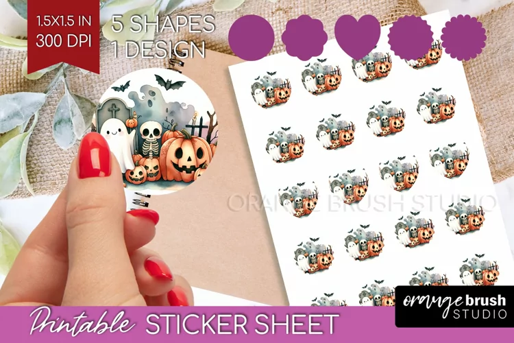 Ghost Round Sticker - Halloween Ghost Printable Sticker