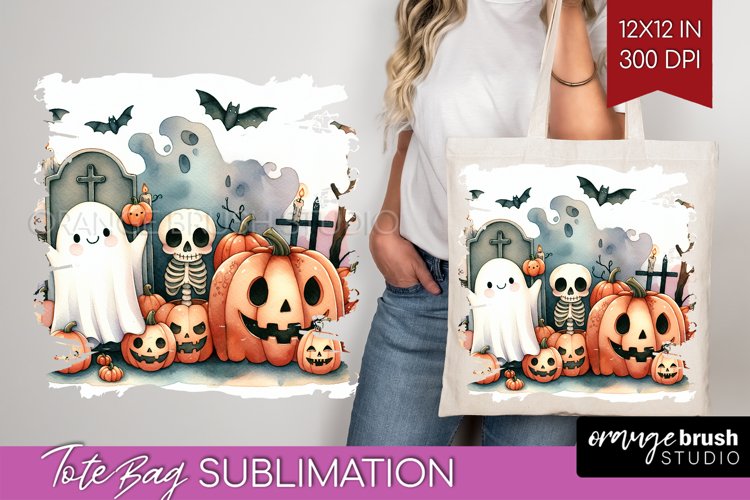 Ghost Tote Bag - Halloween Ghost Tote Bag PNG Sublimation
