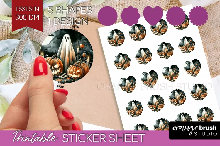 Ghost Round Sticker - Halloween Ghost Printable Sticker