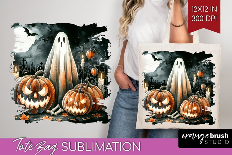 Ghost Tote Bag - Halloween Ghost Tote Bag PNG Sublimation