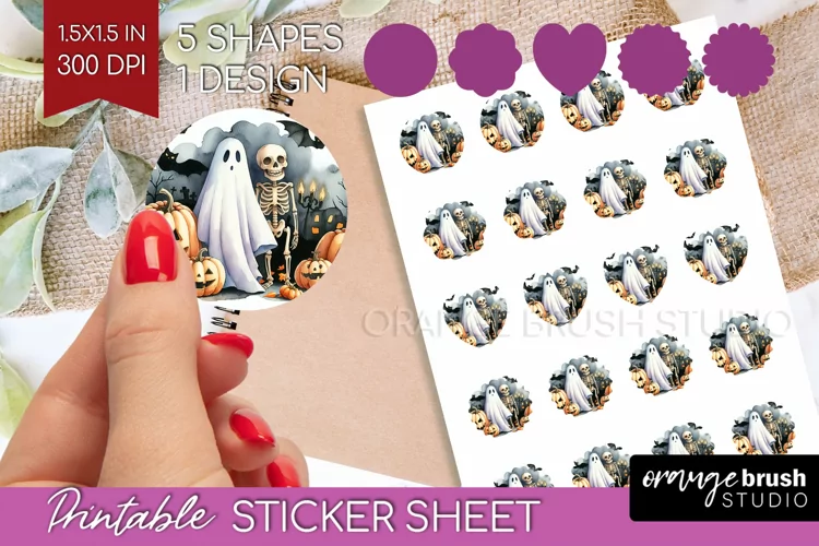 Ghost Round Sticker - Halloween Ghost Printable Sticker