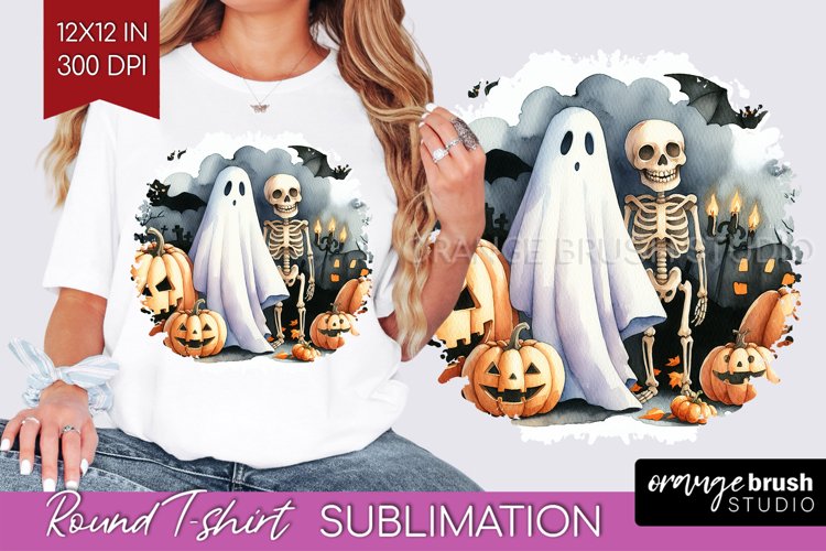 Ghost Round Tshirt Background - Halloween Ghost PNG