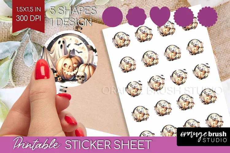 Ghost Round Sticker - Halloween Ghost Printable Sticker