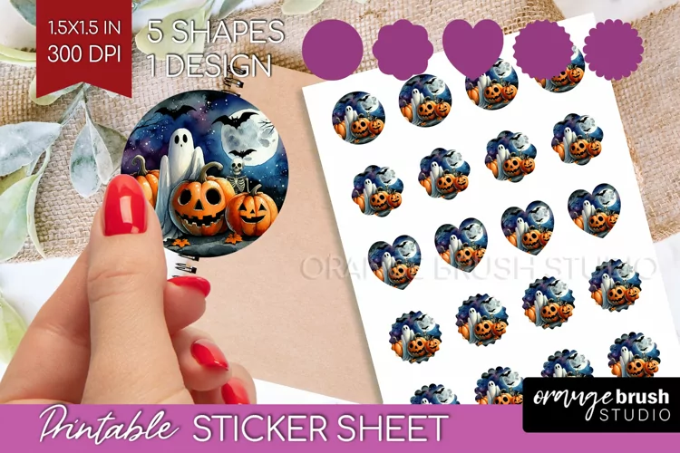 Ghost Round Sticker - Halloween Ghost Printable Sticker