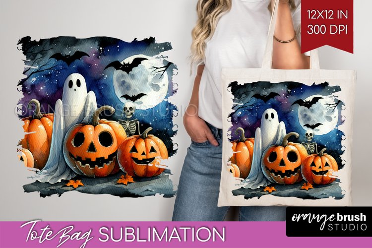 Ghost Tote Bag - Halloween Ghost Tote Bag PNG Sublimation