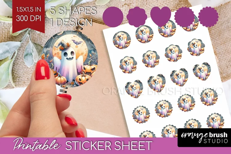 Ghost Round Sticker - Halloween Ghost Printable Sticker