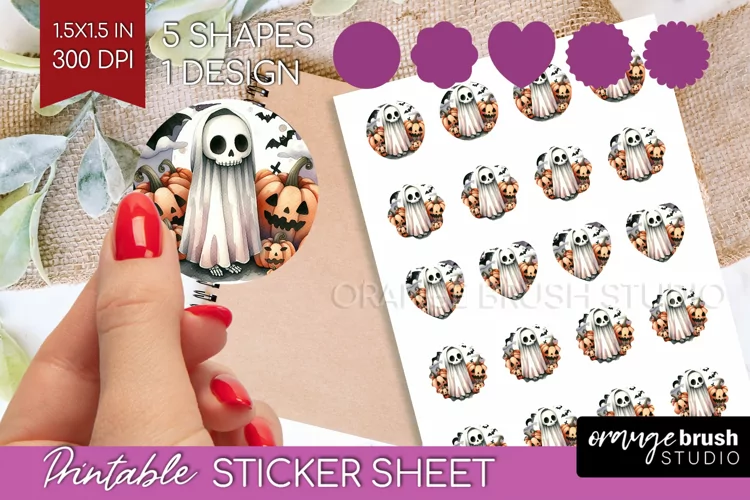 Ghost Round Sticker - Halloween Ghost Printable Sticker