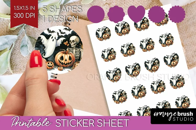 Ghost Round Sticker - Halloween Ghost Printable Sticker
