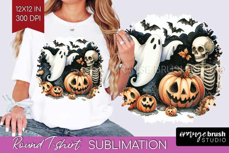 Ghost Round Tshirt Background - Halloween Ghost PNG