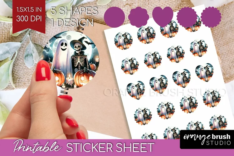 Ghost Round Sticker - Halloween Ghost Printable Sticker