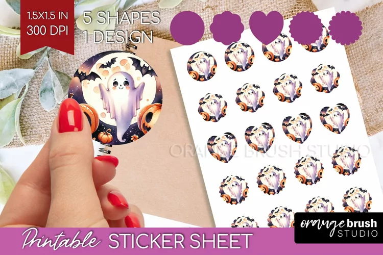 Ghost Round Sticker - Halloween Ghost Printable Sticker
