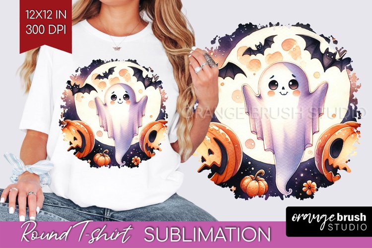 Ghost Round Tshirt Background - Halloween Ghost PNG