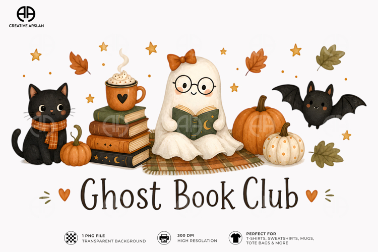 Halloween Ghost Book Club PNG | Ghost Reader T-Shirt Design