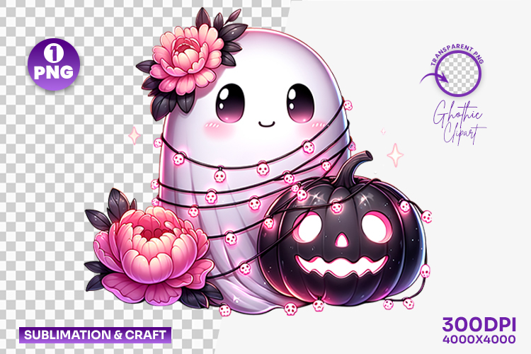 Halloween Ghost Fairy Lights Pumpkin Clipart PNG Sublimation