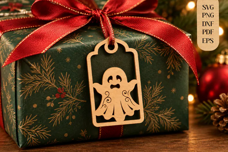 Halloween Ghost Gift Tag Laser Cut SVG