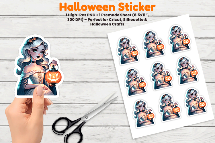 Halloween Devil Girl Pitchfork Sticker Sublimation