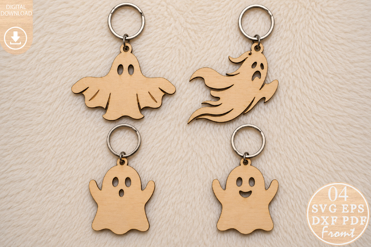 Halloween Ghost Keyring Laser Cut SVG