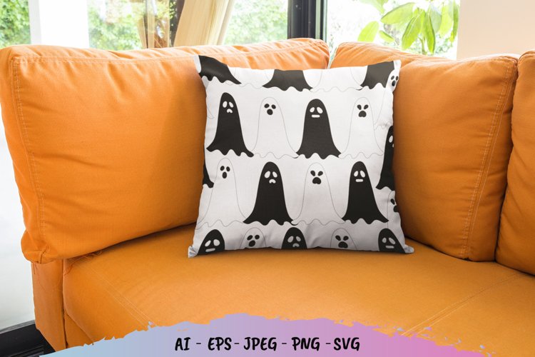 Halloween Ghost Pattern SVG File example image 1