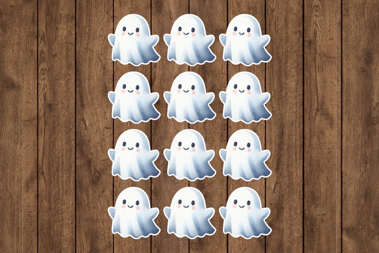 Halloween Ghost Printable Stickers - PNG Sticker Sheet