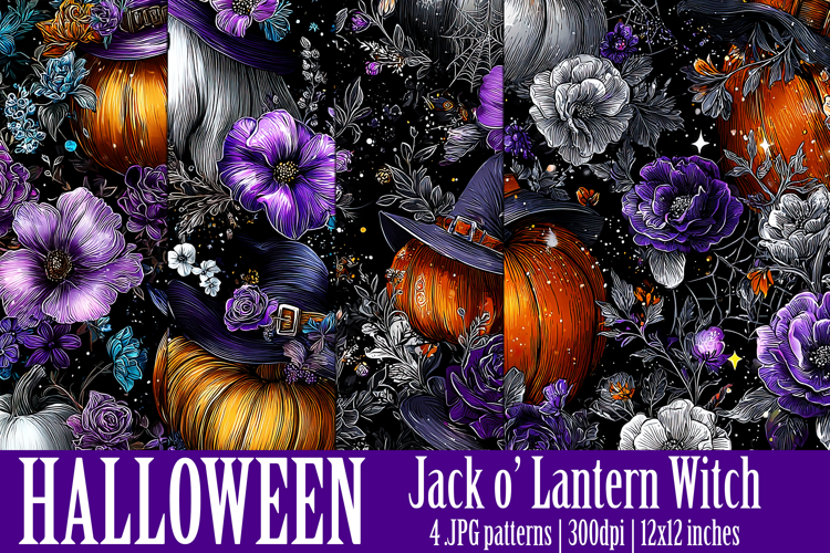 Halloween Patterns, Halloween Pumpkins Flowers Patterns, s2