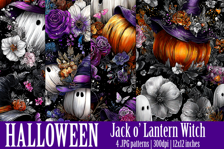 Halloween Patterns, Halloween Pumpkins Flowers Patterns, s3