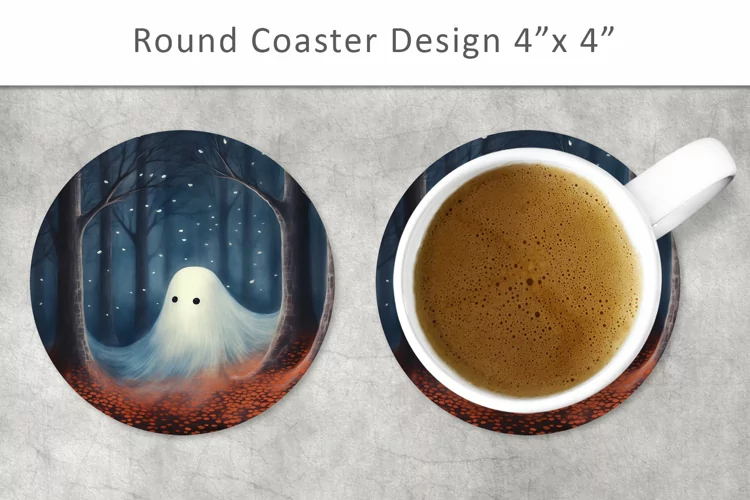 Ghost round coaster, Halloween Ghost coaster