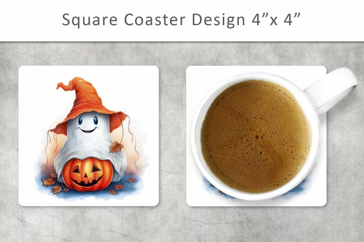 halloween ghost square coaster, halloween kitchen decor