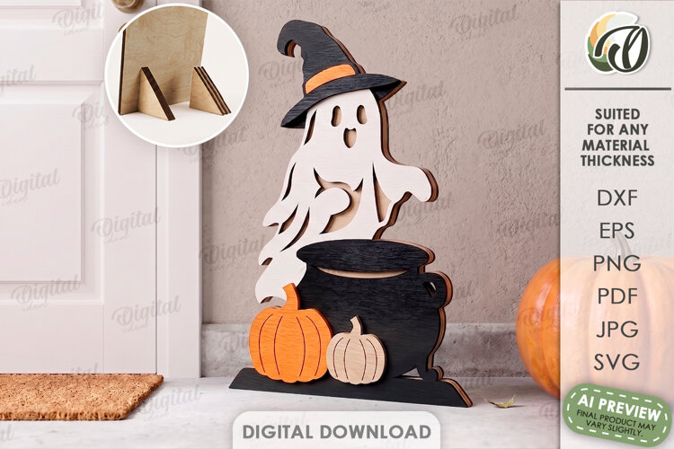 Halloween Ghost Stand Laser Cut. Halloween Stand Decor SVG example image 1