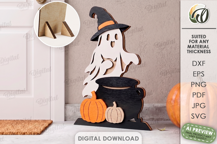 Halloween Ghost Stand Laser Cut. Halloween Stand Decor SVG