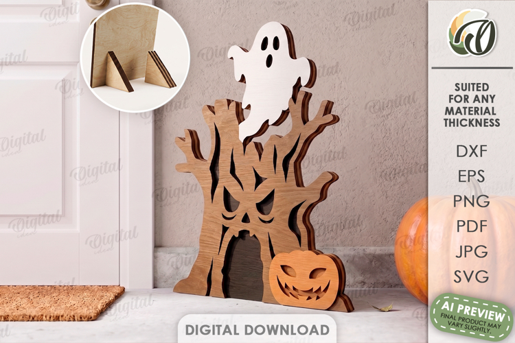 Halloween Ghost Stand Laser Cut. Halloween Stand Decor SVG