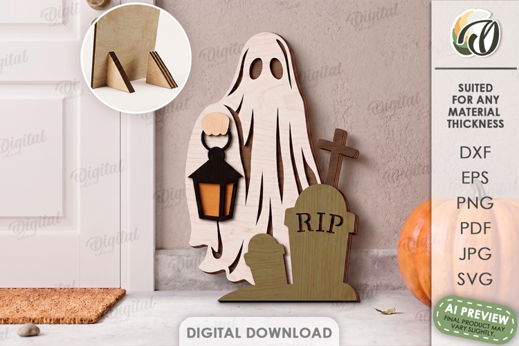 Halloween Ghost Stand Laser Cut. Halloween Stand Decor SVG