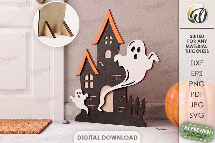 Halloween Ghost Stand Laser Cut. Halloween Stand Decor SVG