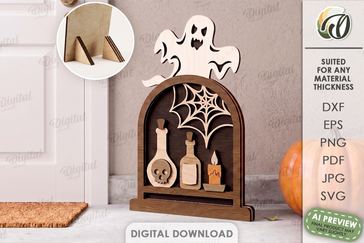 Halloween Ghost Stand Laser Cut. Halloween Stand Decor SVG