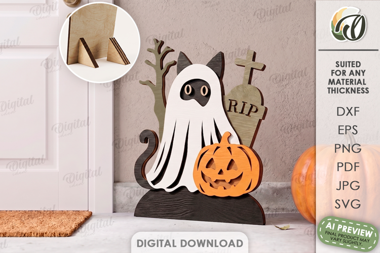 Halloween Ghost Stand Laser Cut. Halloween Stand Decor SVG