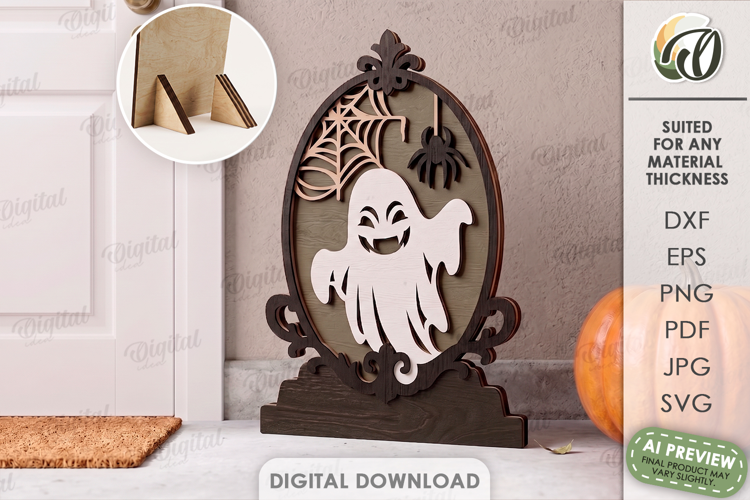 Halloween Ghost Stand Laser Cut. Halloween Stand Decor SVG