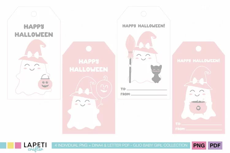 Halloween Ghost Tag | Printable Cute Halloween Pink Gift Tag