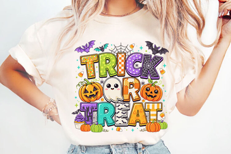 Halloween Ghost Trick or Treat PNG Designs example image 1