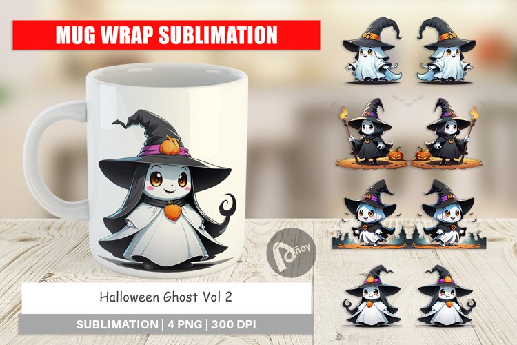 Mug Wrap Design Halloween Ghost