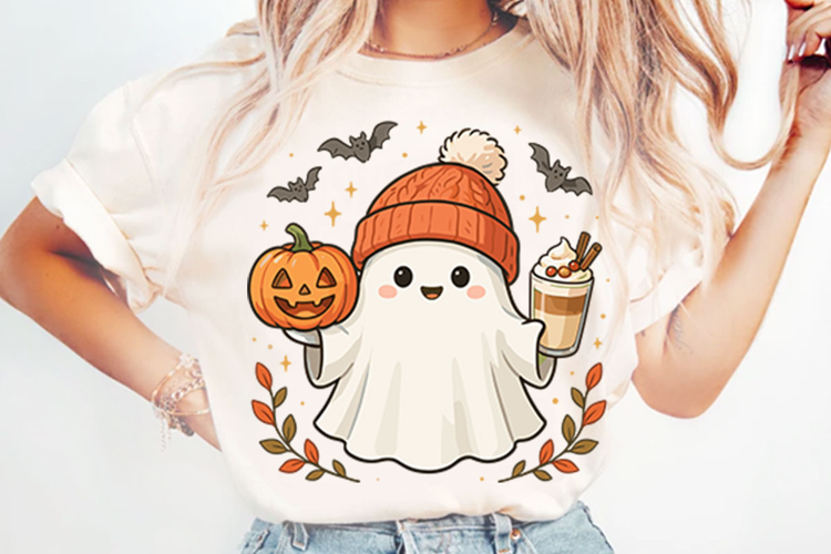 Halloween Ghost with Pumpkin PNG Designs