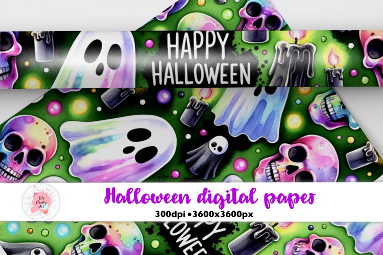 Halloween Ghosts Digital Paper PNG