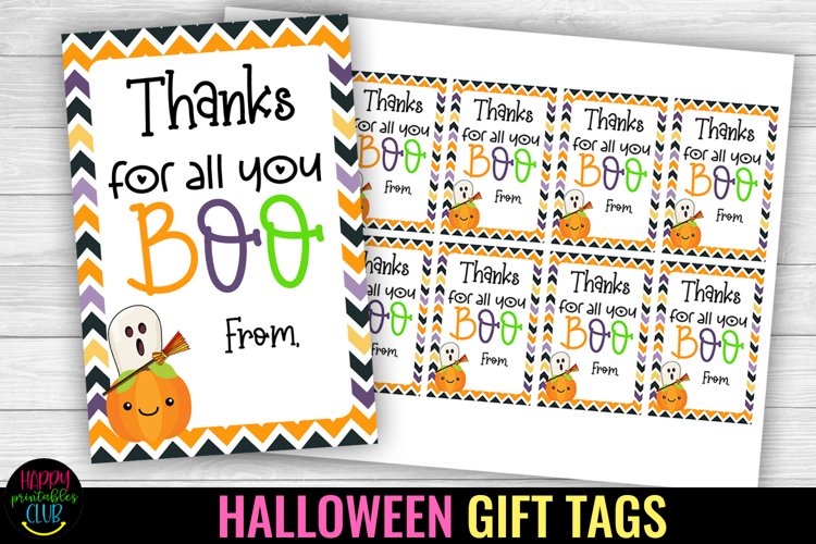 Thank You For All You Boo Halloween Gift Tag I Halloween Tag