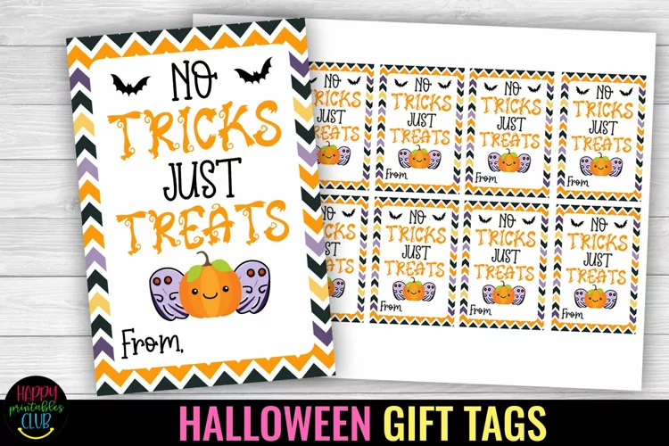 No Tricks Just Treats Halloween Gift Tag I Halloween Tags