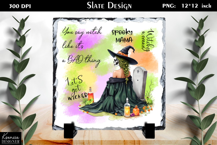 Halloween Quotes|Cute Witch Sayings Slate Design