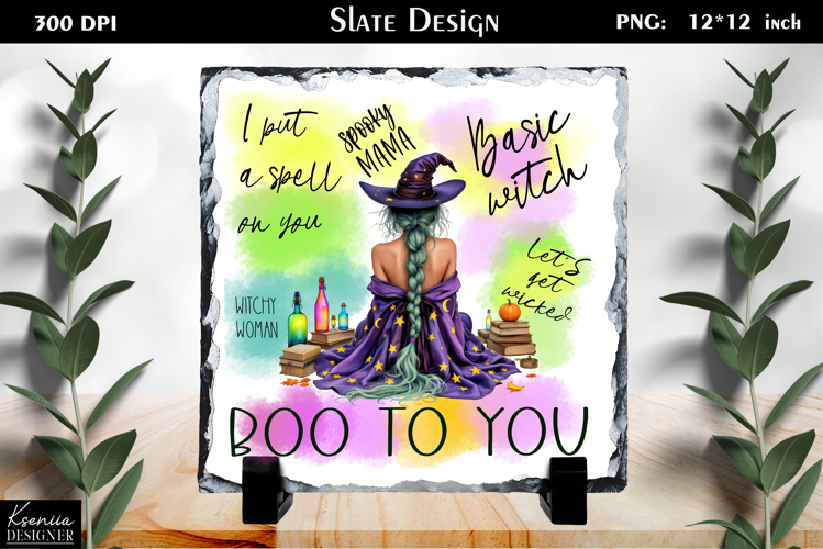 Halloween Quotes|Cute Witch Sayings Slate Design