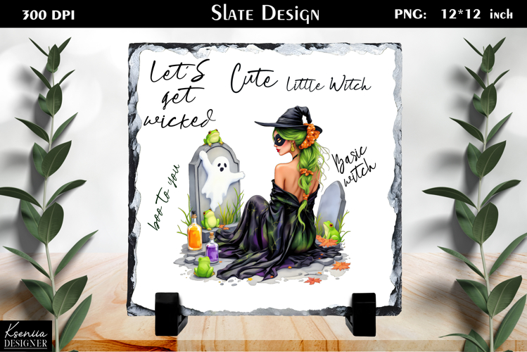 Halloween Quotes|Cute Witch Sayings Slate Design