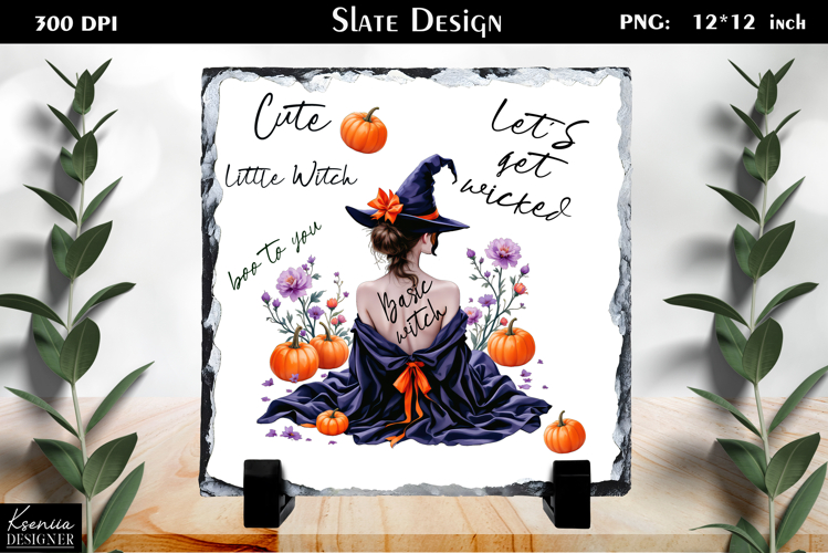 Halloween Quotes|Cute Witch Slate Design