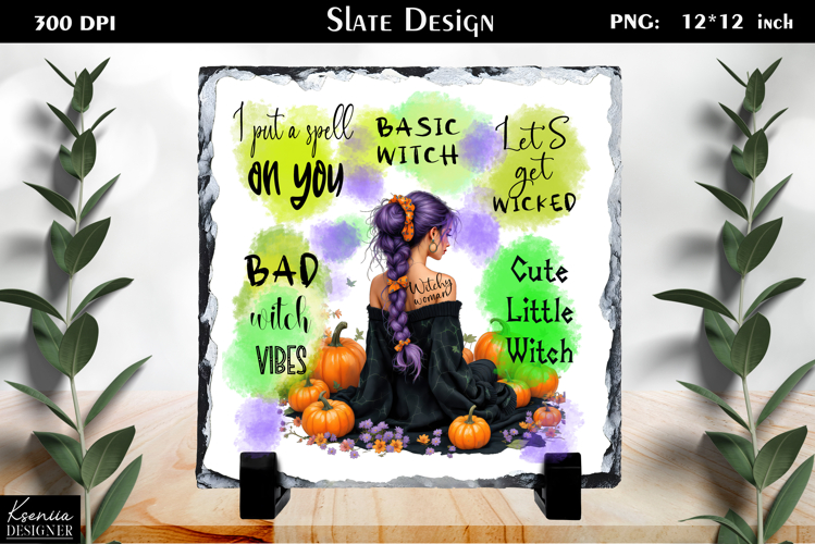 Halloween Quotes|Cute Witch Sayings Slate Design