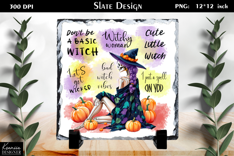 Halloween Quotes|Cute Witch Sayings Slate Design